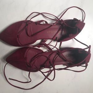 Burgundy Wrap Ballet Flats